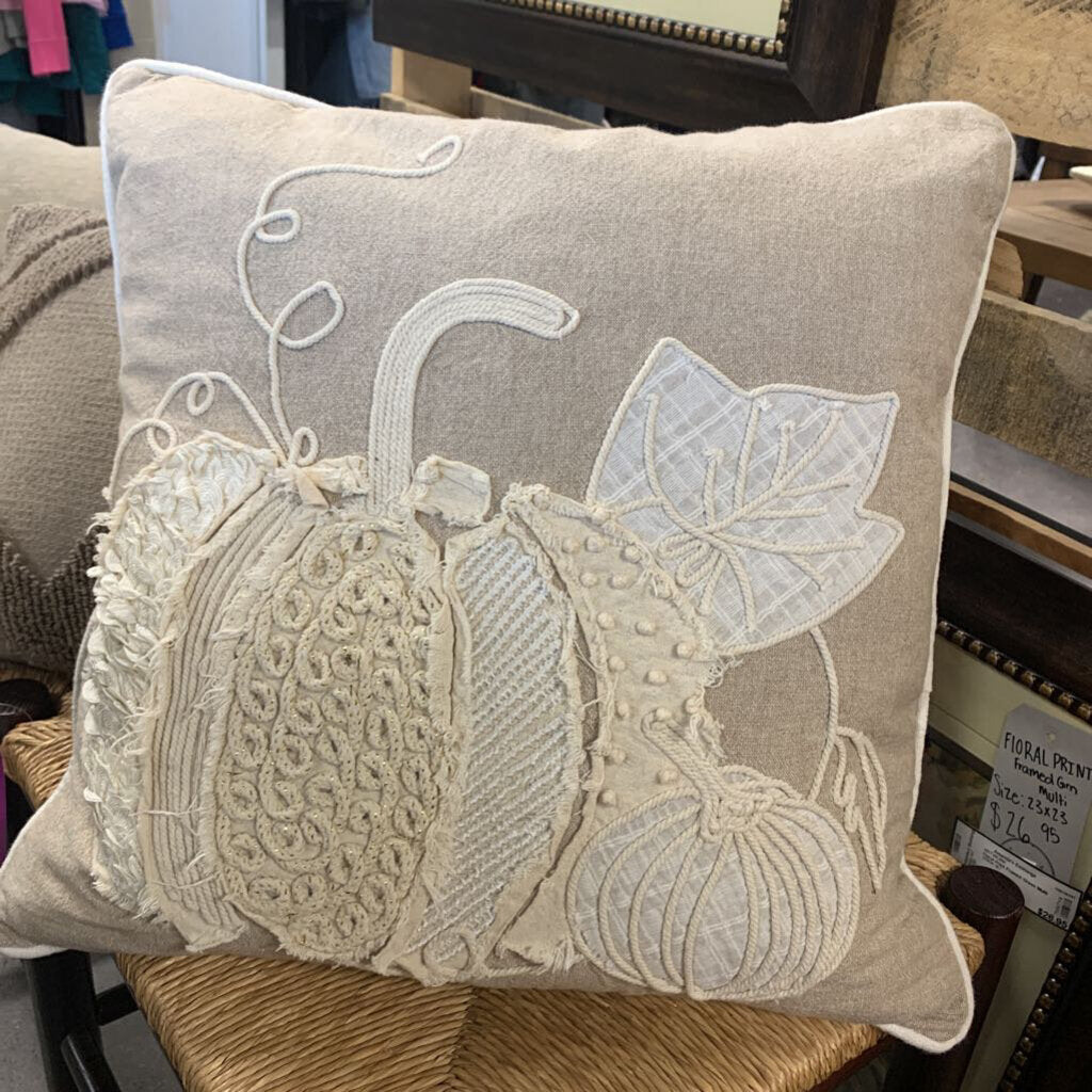 Embroidered Pumpkin Pillow