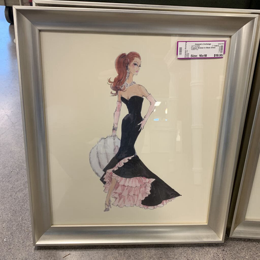 Framed Woman in Black Dress