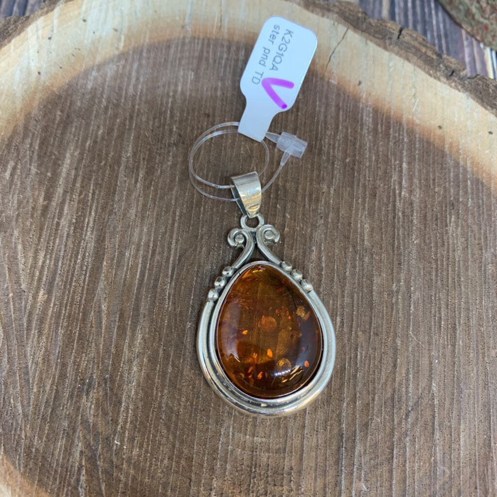 Sterling & Amber Pendant