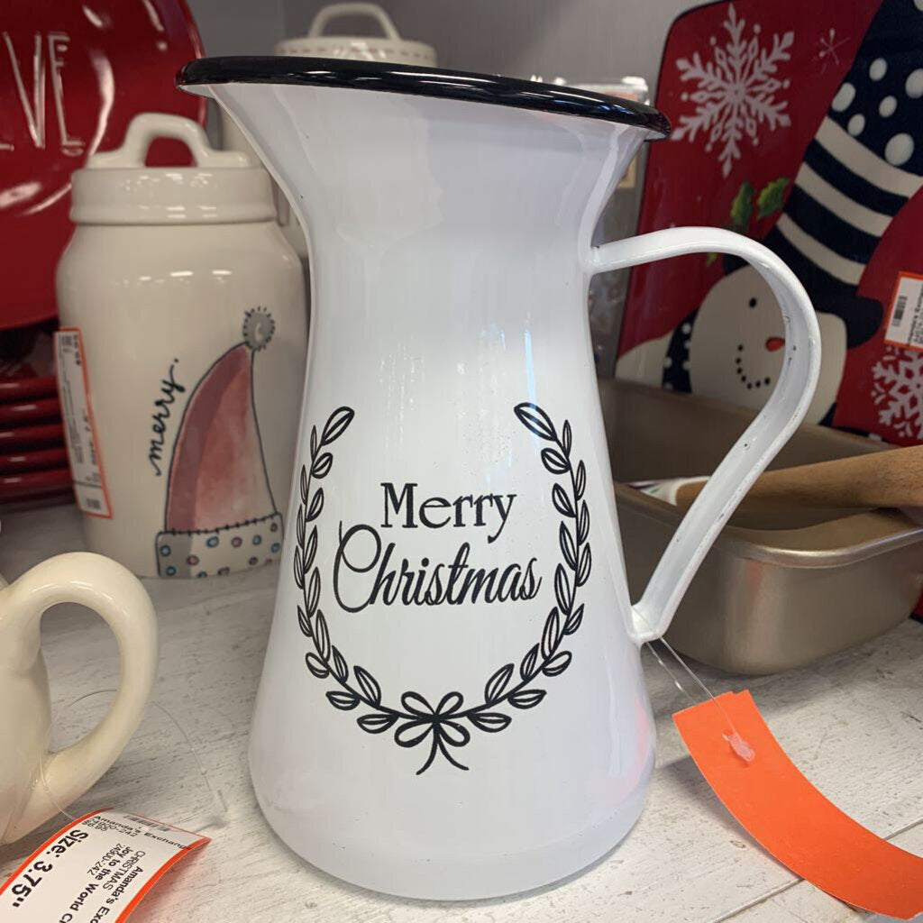 Enamel Merry Christmas Pitcher