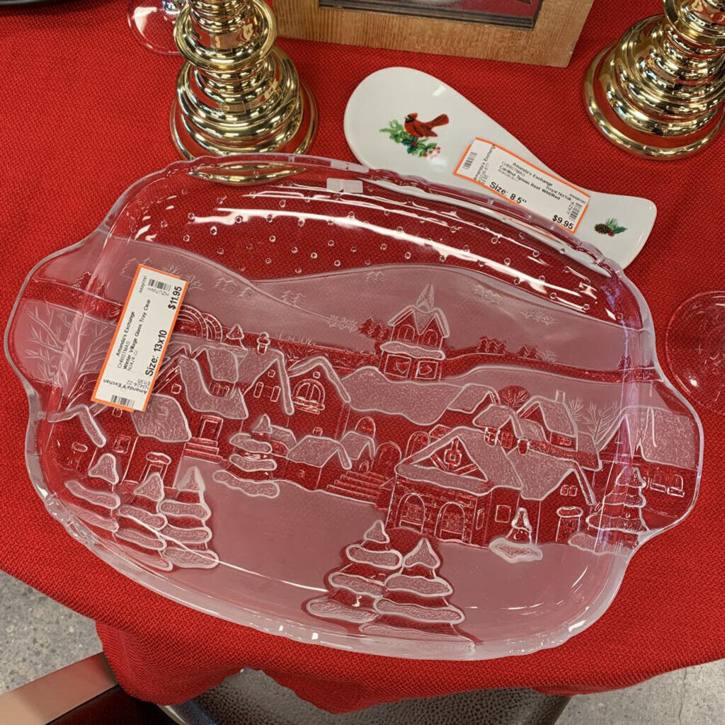 Winter Village Glass Tray