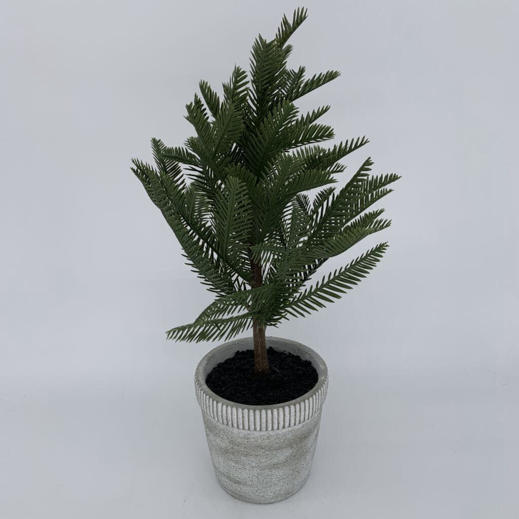 Faux Tree in Cement Pot