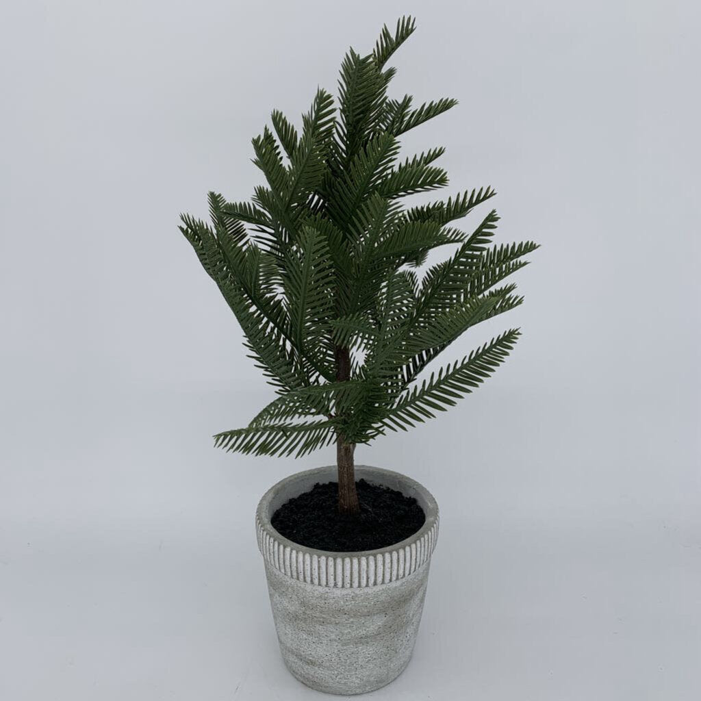 Faux Tree in Cement Pot