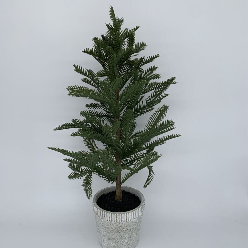 Faux Tree in Cement Pot