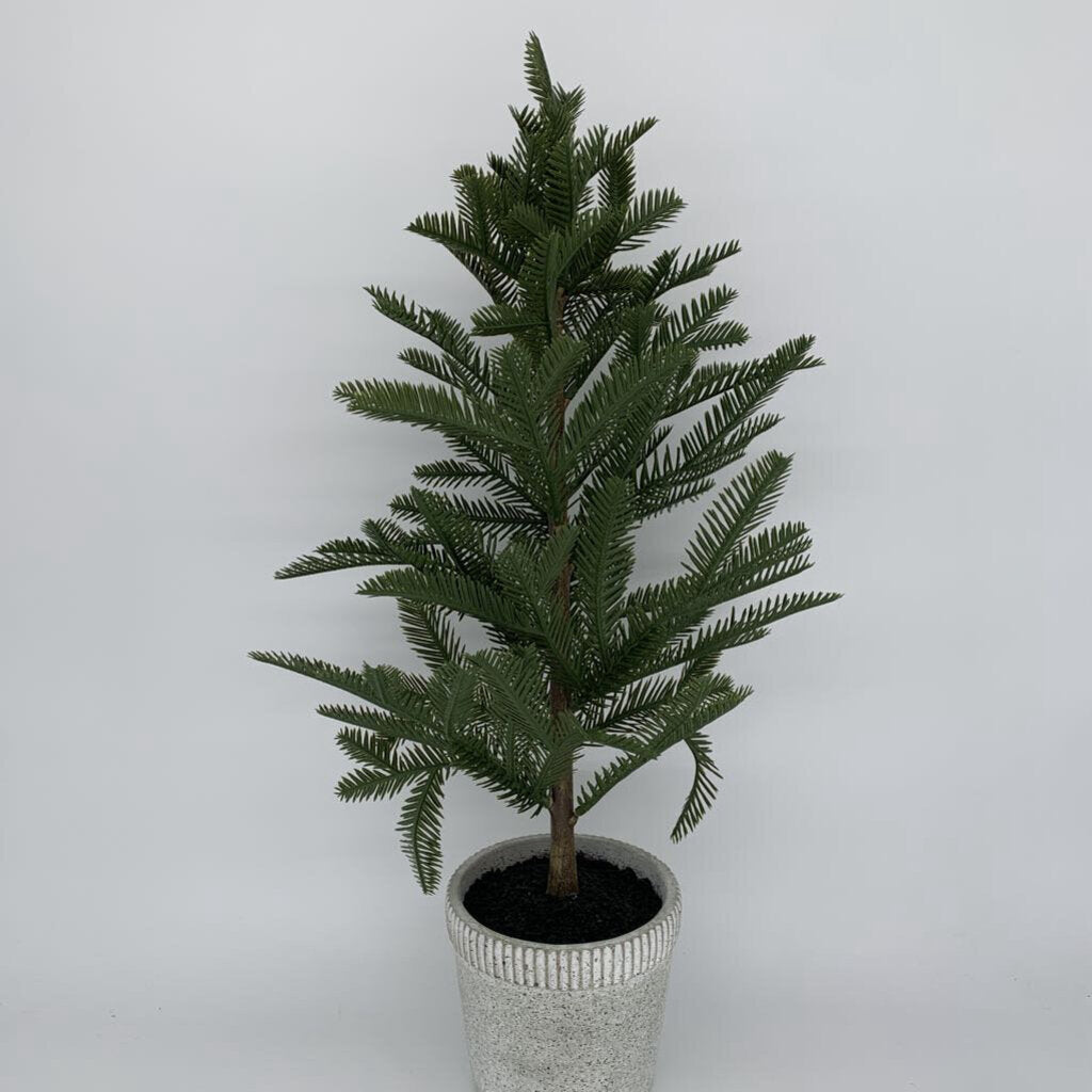 Faux Tree in Cement Pot