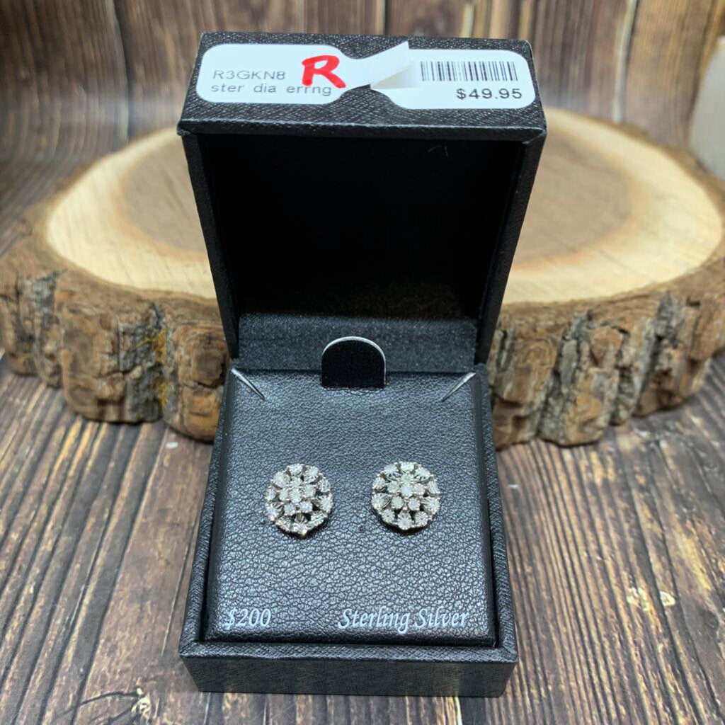 Diamond & Sterling Earrings NWT