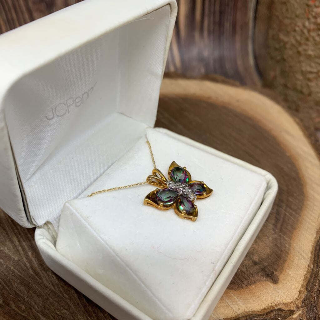 Topaz Butterfly Pendant Necklace