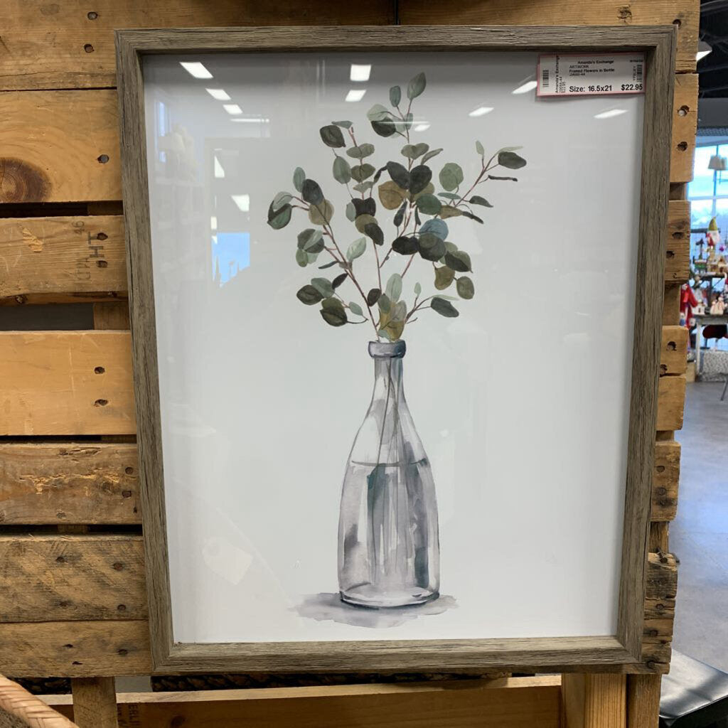 Framed Flowers in Bottle