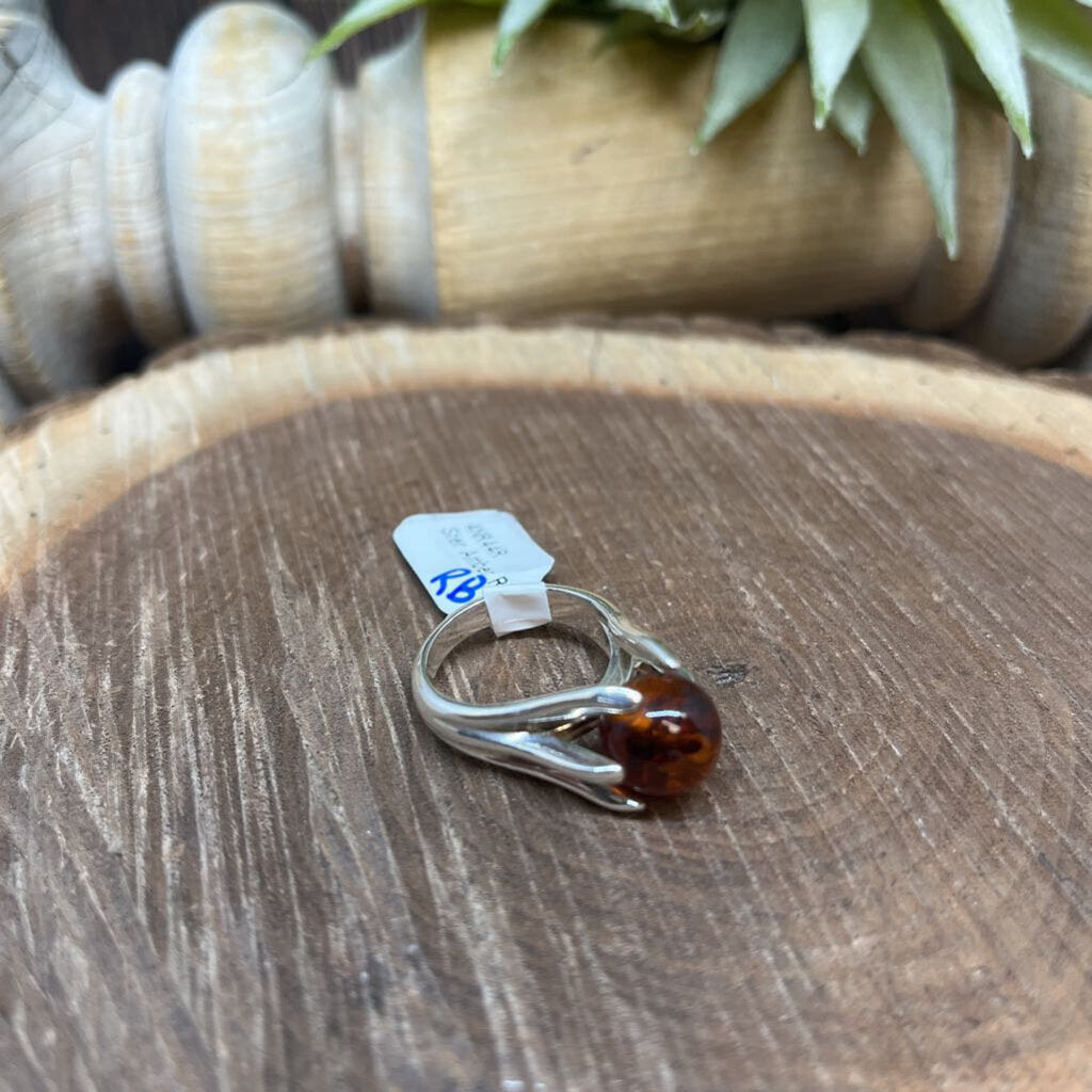 Sterling Amber Ring