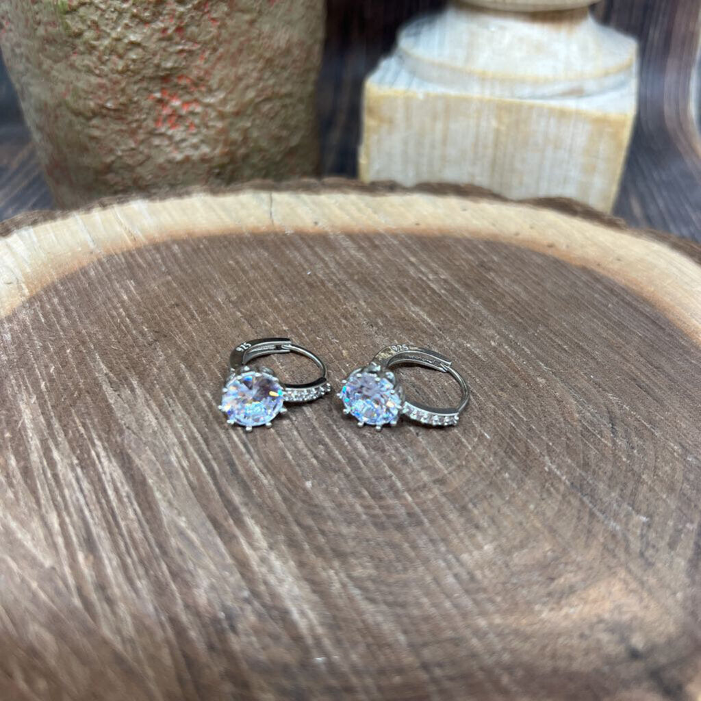 Sterling Rhinestone Hoop Earrings