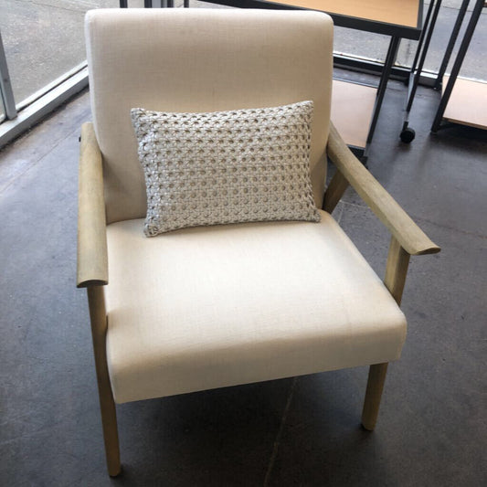 Upholstered & Wood Chair AS IS