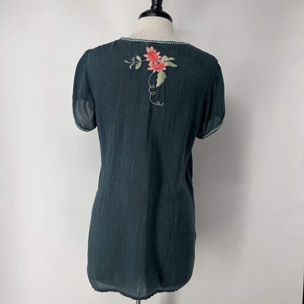 Johnny Was S/s Embroidered Shirt