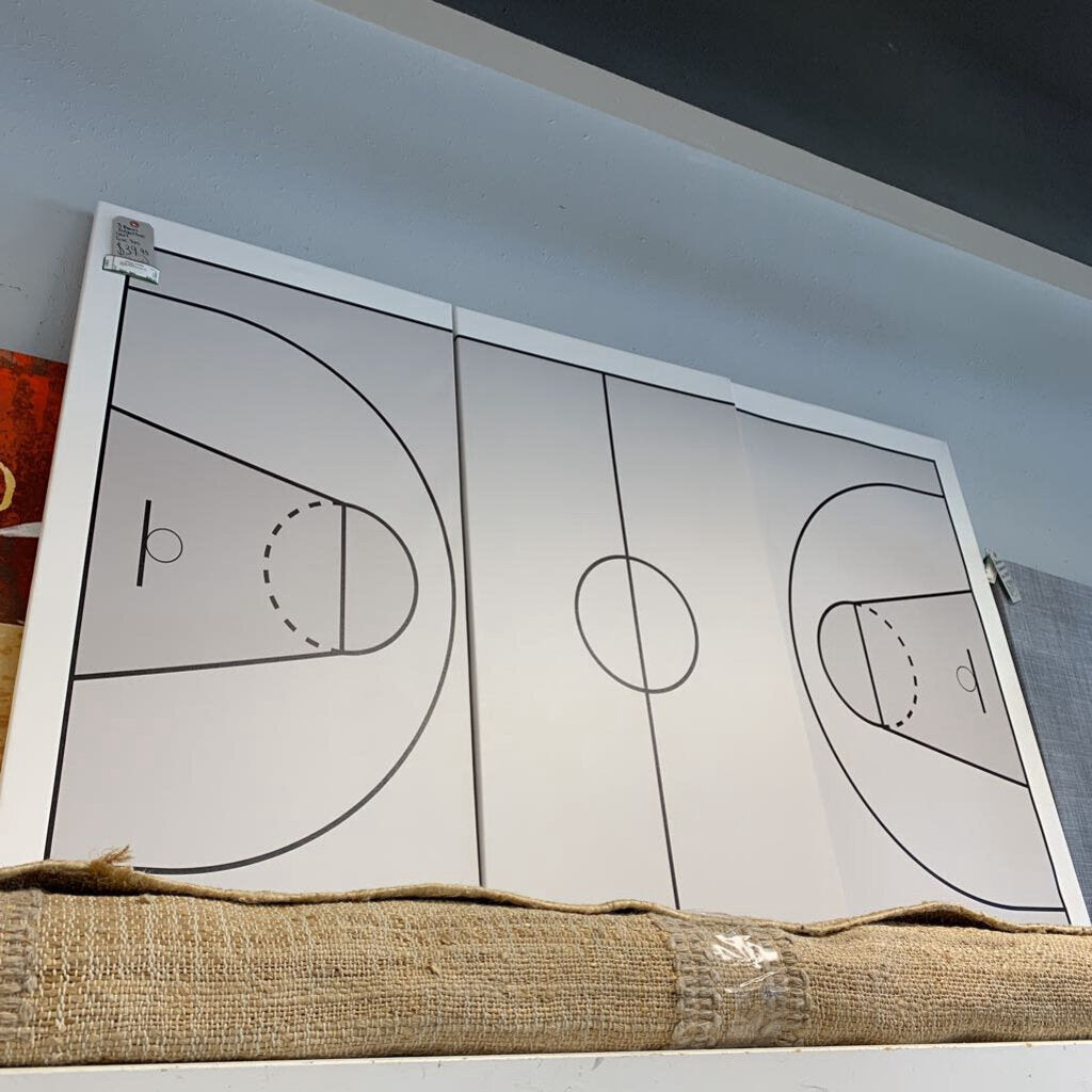 3 Panel Basketball Court on Canvas