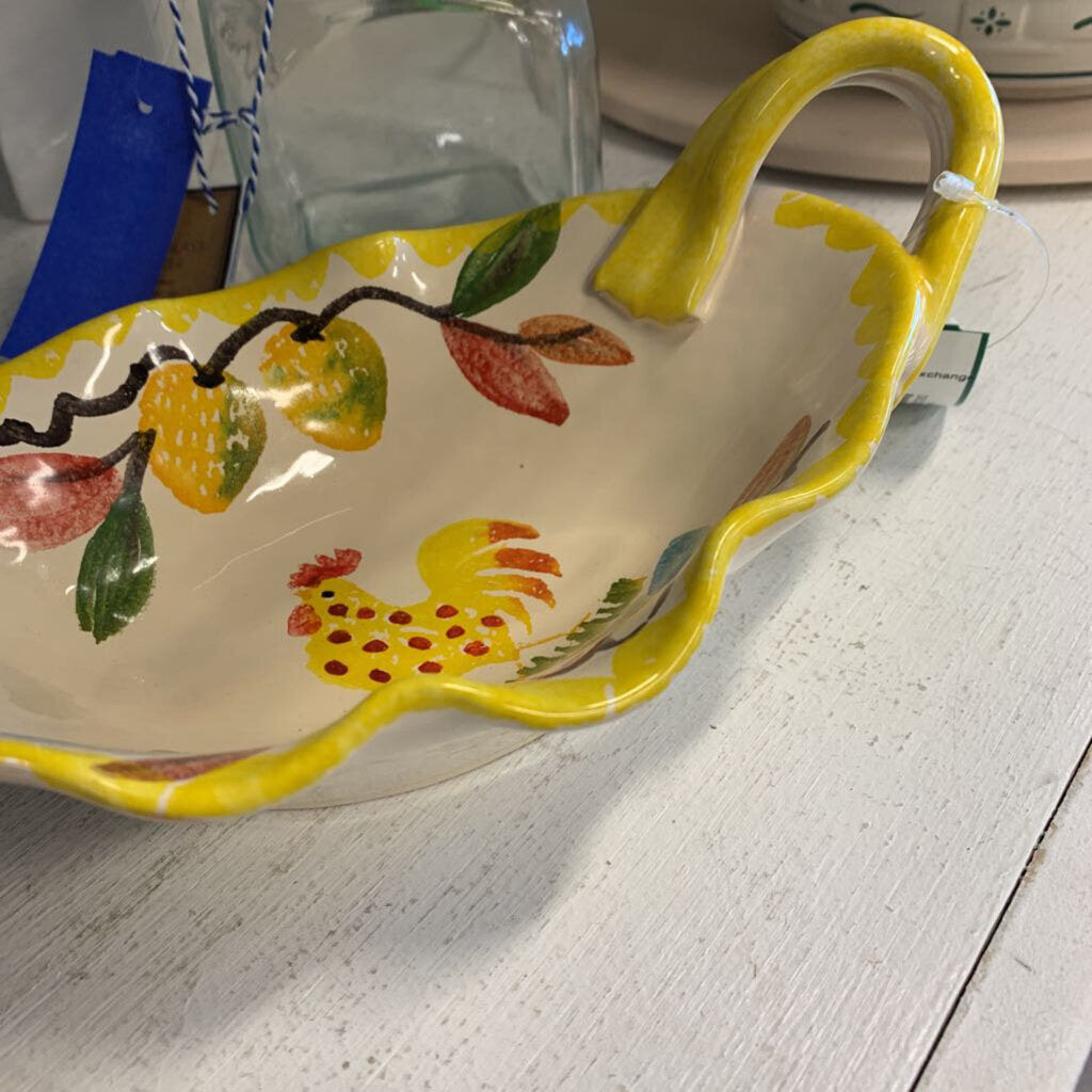 Rooster Dish with Handle