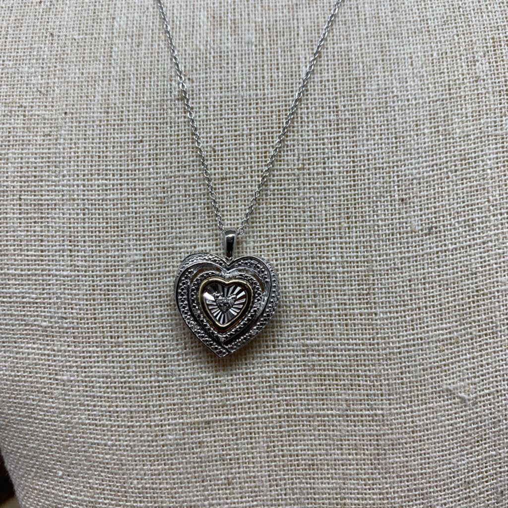 Sterling and 10kYG Heart Pendant