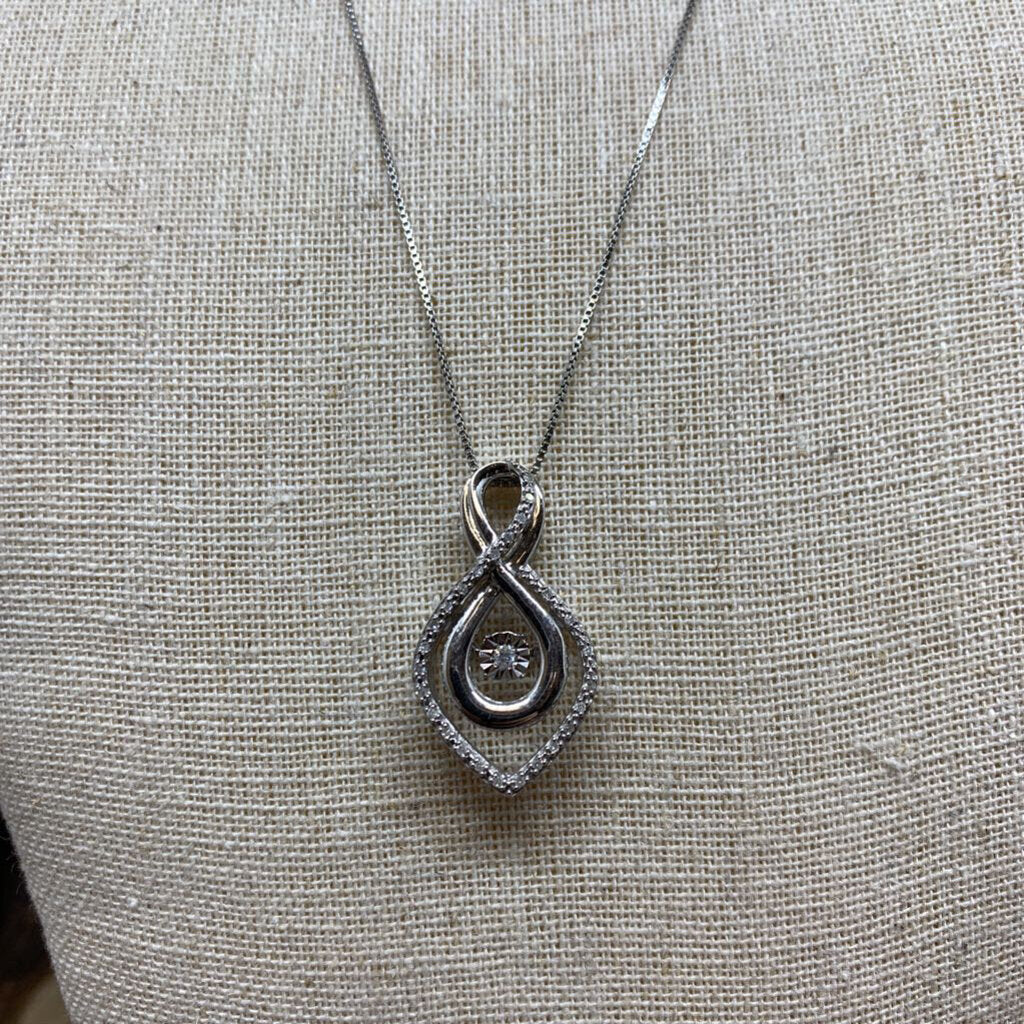 Sterling and Diamond Teardrop Necklace