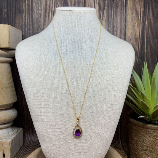 Sterling and Amethyst Teardrop Necklace