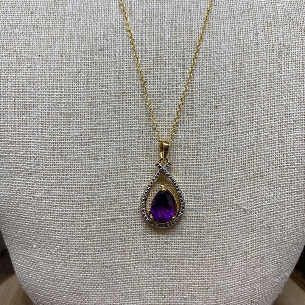 Sterling and Amethyst Teardrop Necklace