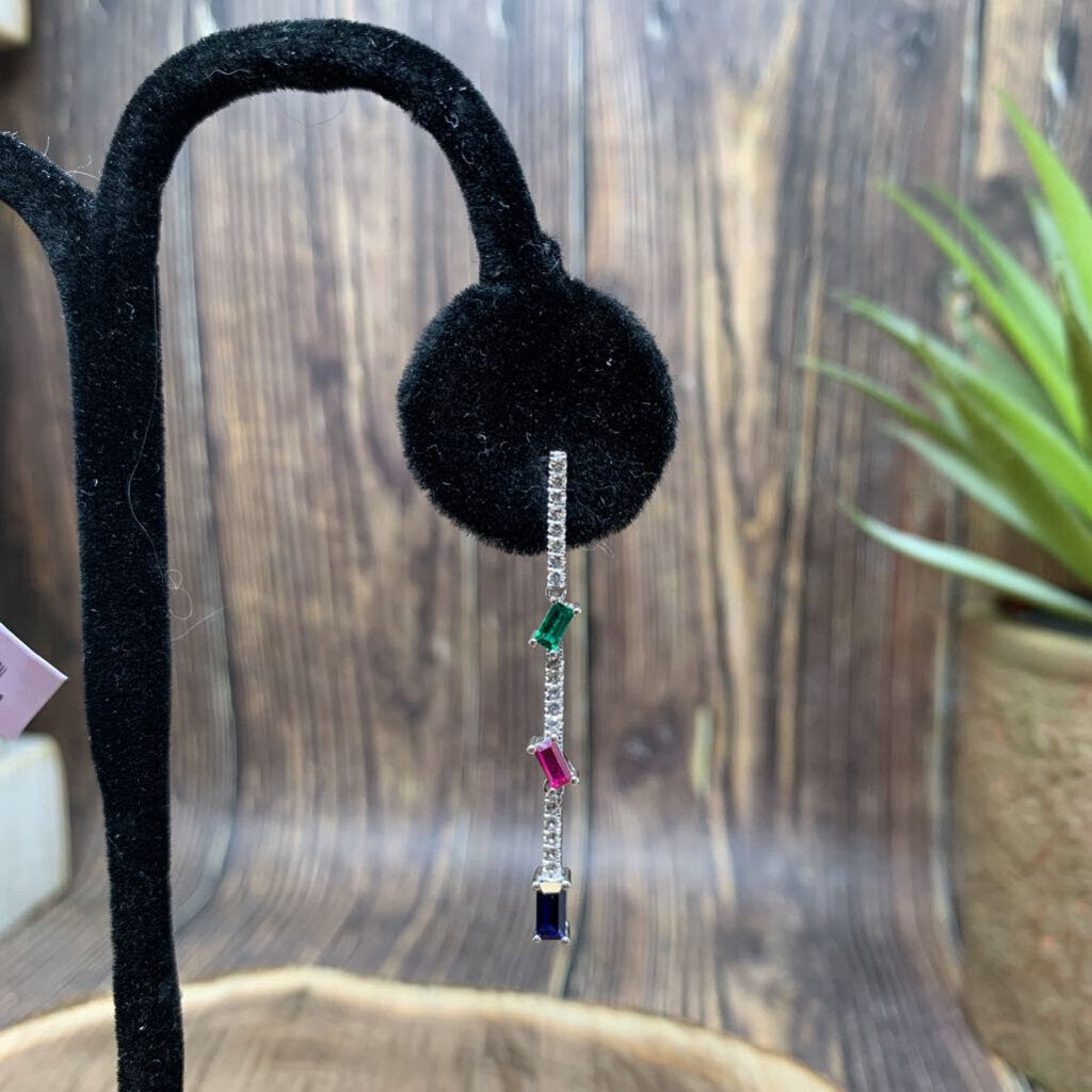 Sterling and Gem Drop Earrings