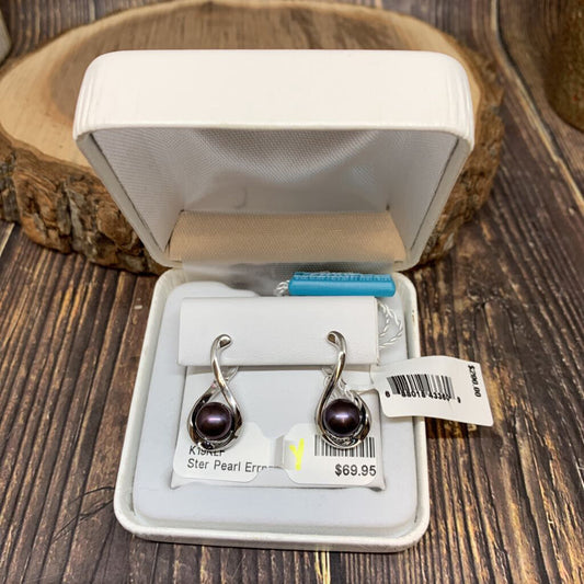 Sterling & Black Pearl Earrings