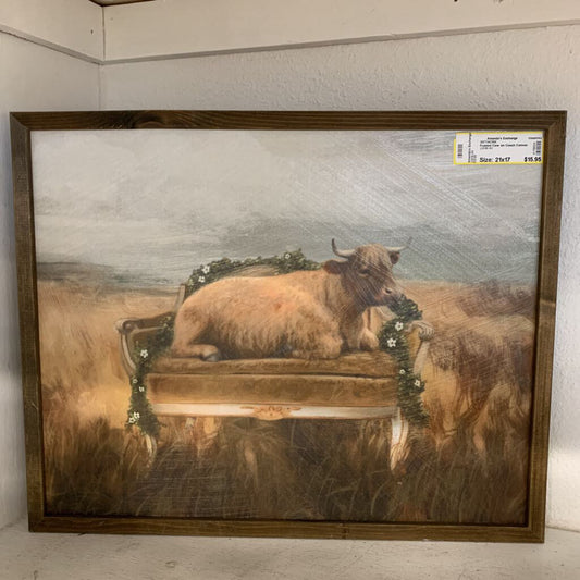 Framed Cow on Couch Canvas