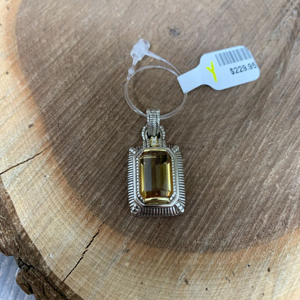 Judith Ripka Citrine & Diamond Enhancer Pendant