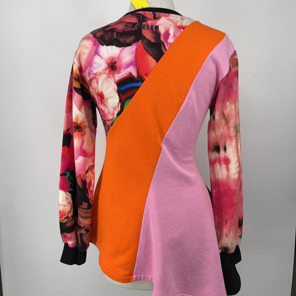 MSGM Floral Color Block Shirt