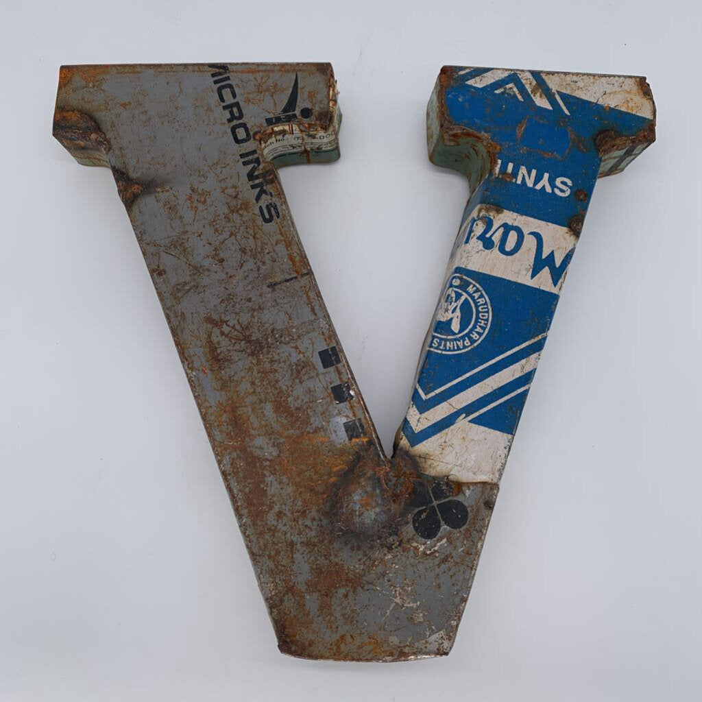 Metal Industrial Collage Letter "V"