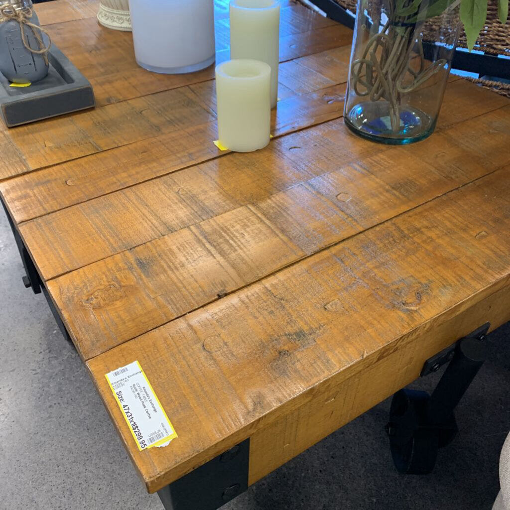 Rustic Wood Plank Coffee Table