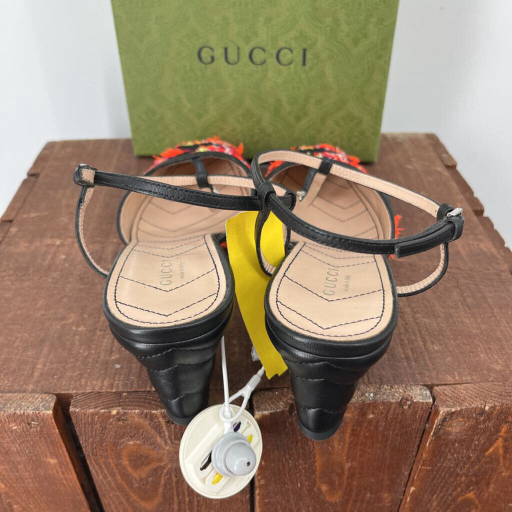 Gucci T-Strap Tweed Heel