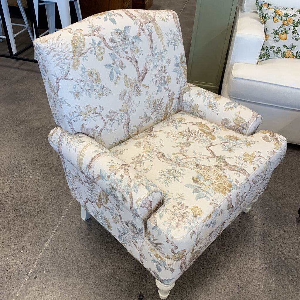 Upholstered Bird Print Chair