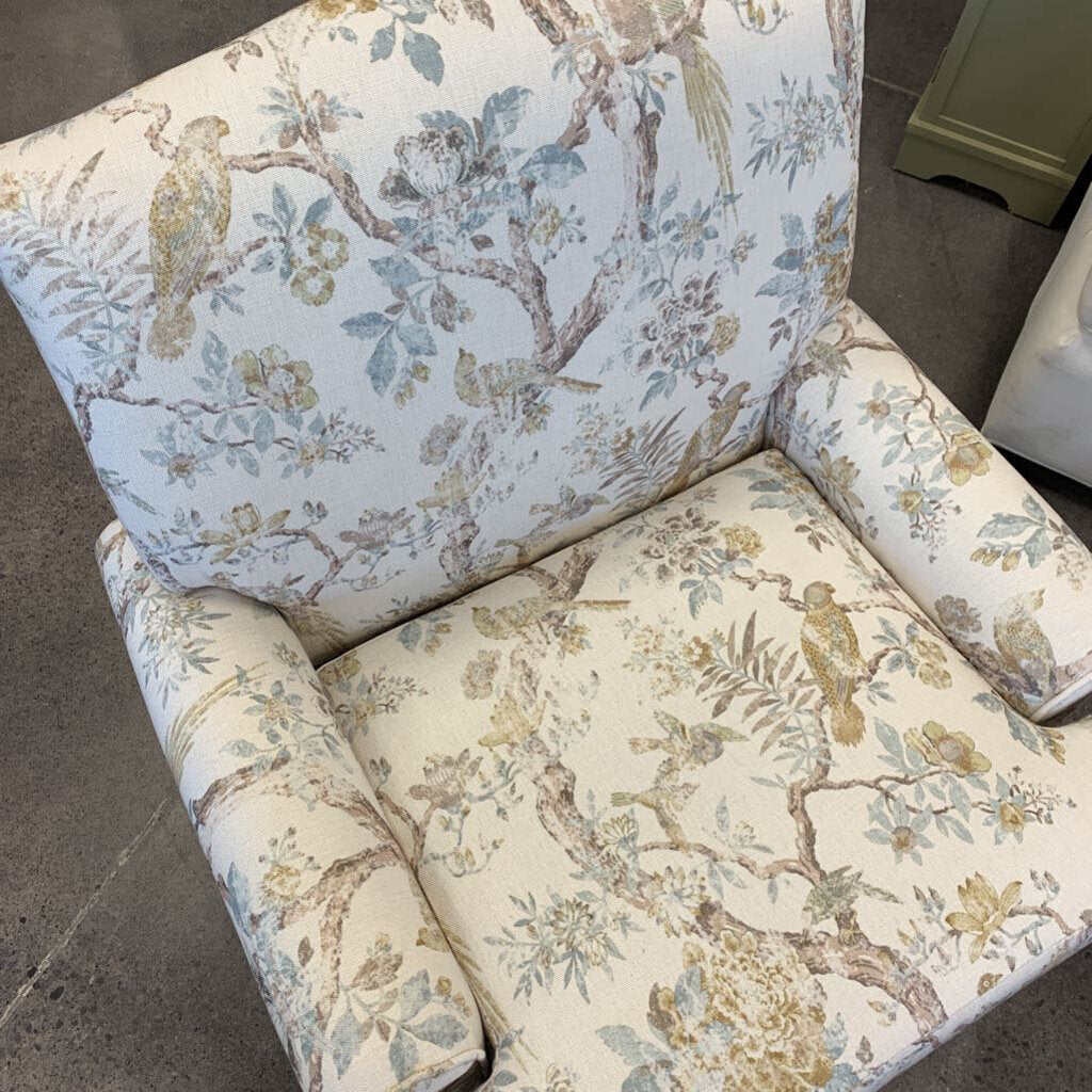 Upholstered Bird Print Chair