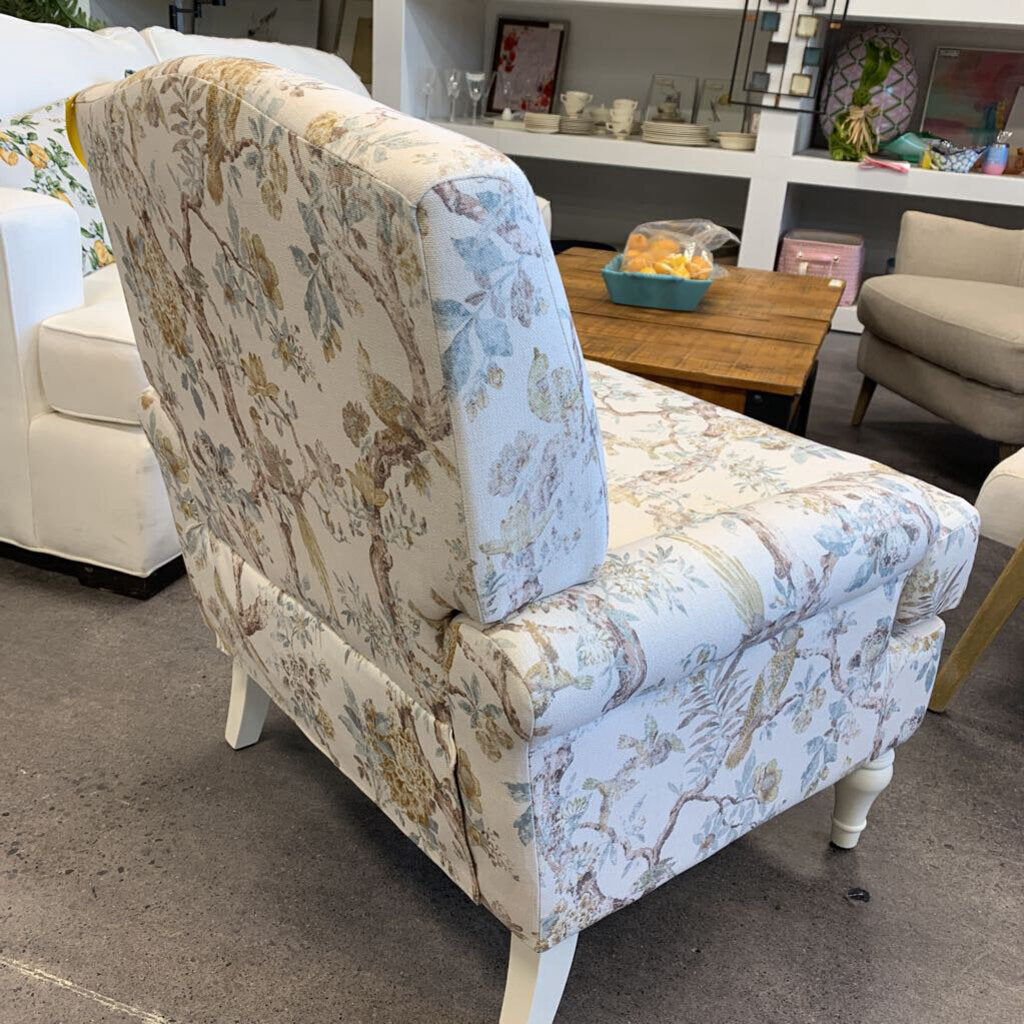 Upholstered Bird Print Chair