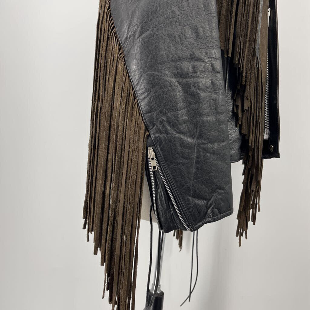 Fringed Leather Moto Jacket