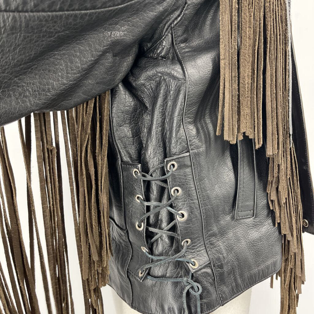 Fringed Leather Moto Jacket