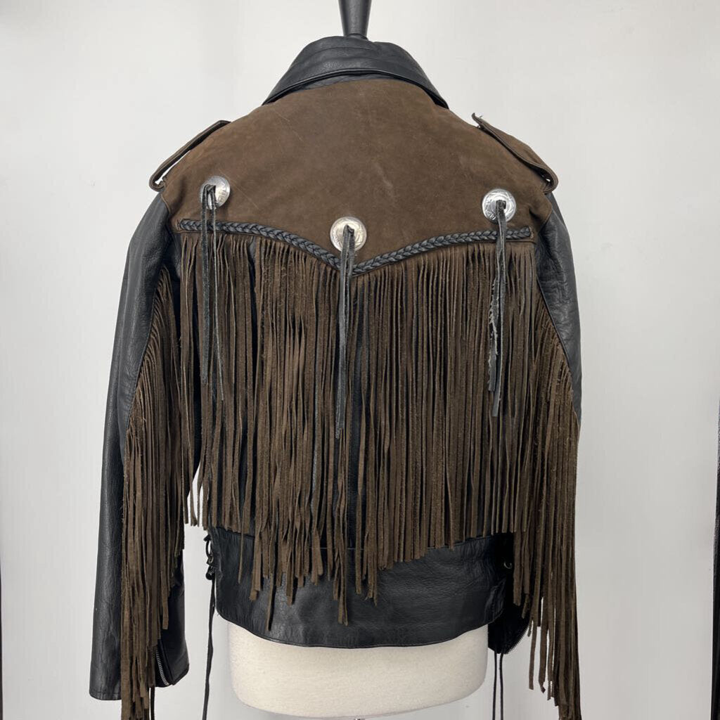 Fringed Leather Moto Jacket