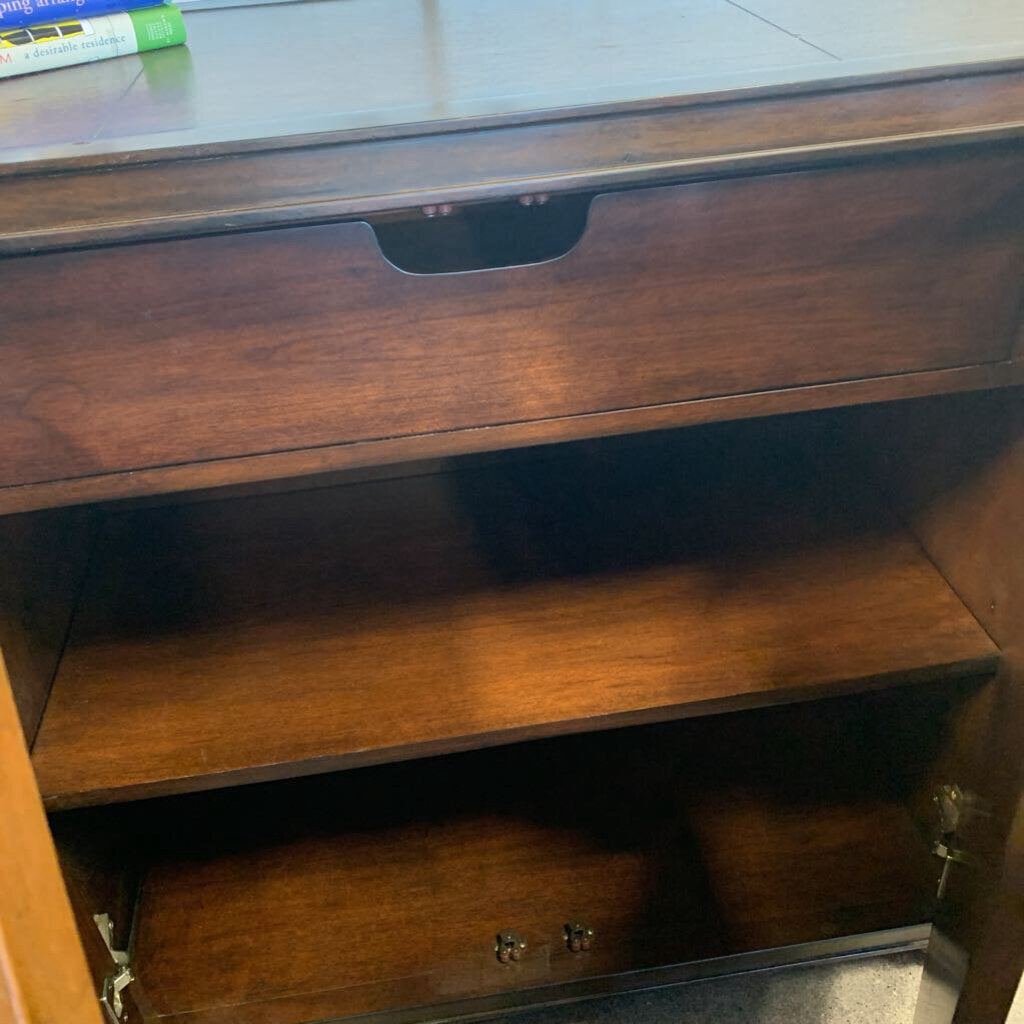 Ethan Allen Wood/Leather Console