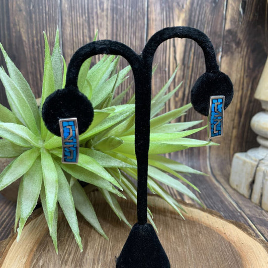 Taxco Turquoise Inlay Earrings