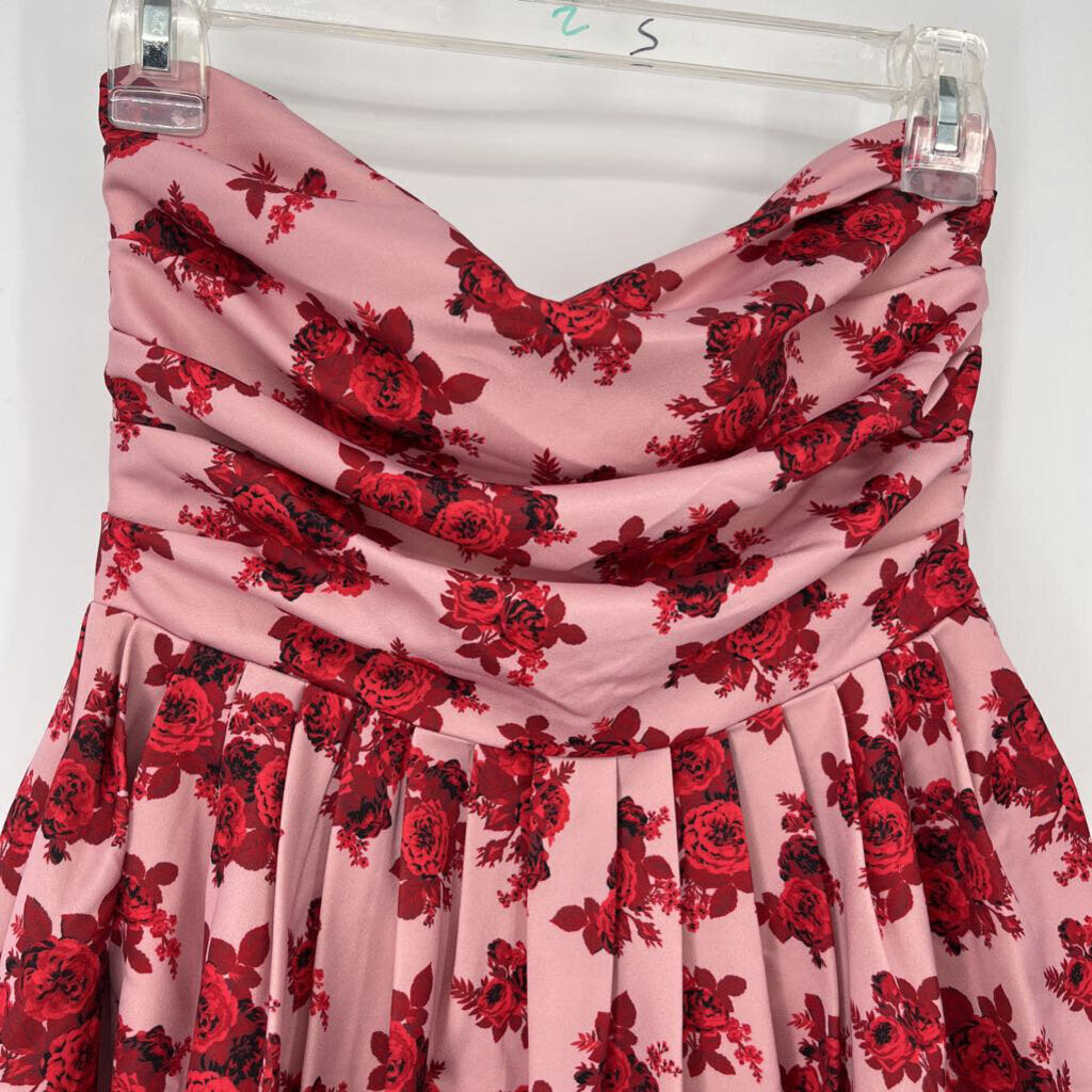 Shabby Chic Strapless Floral Dress