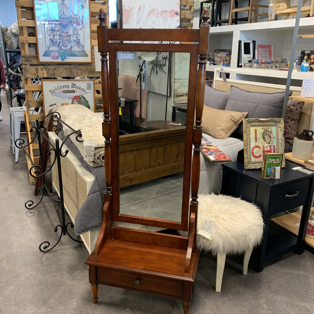 Wooden Mirror Hall Bench