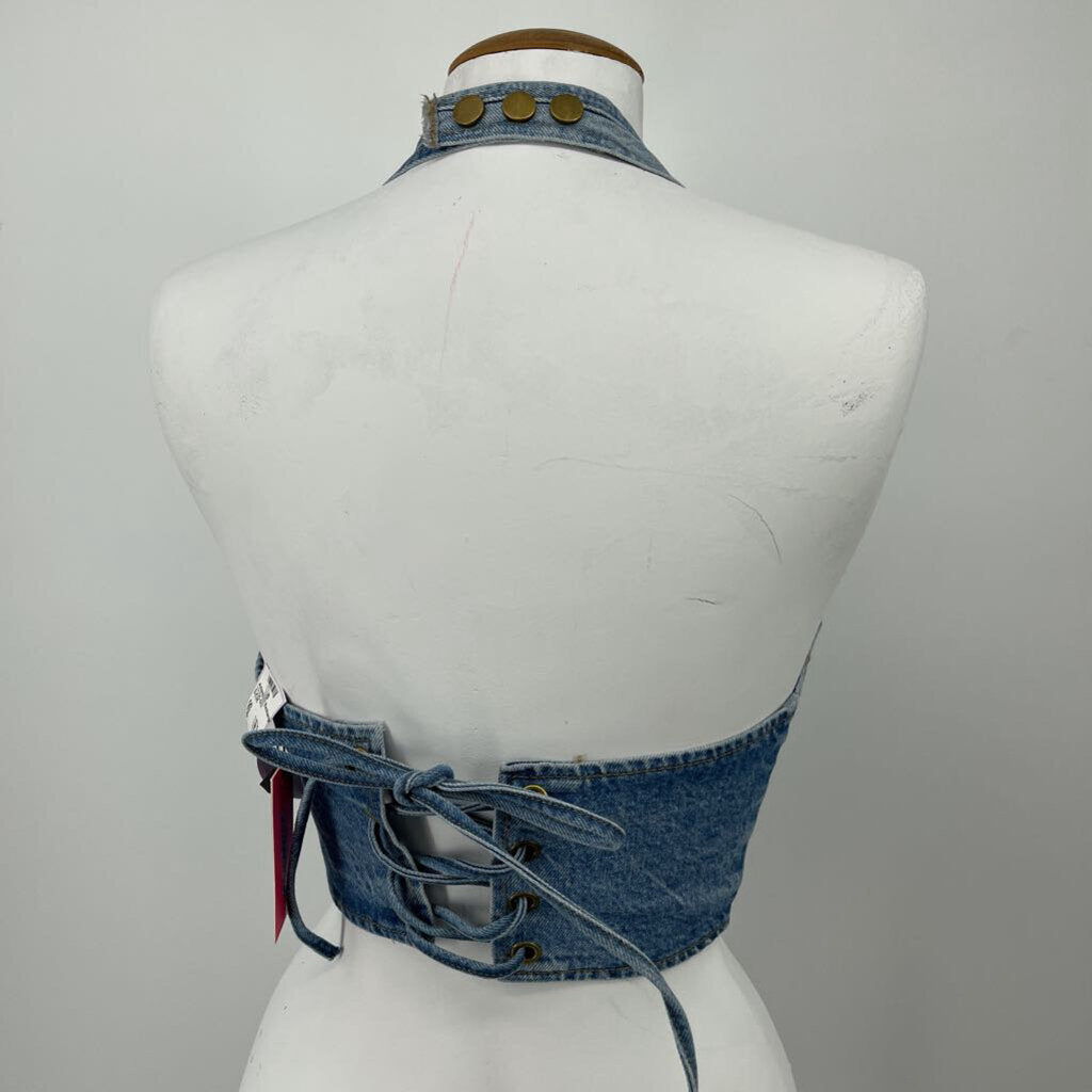 Edikted Denim Halter Tank