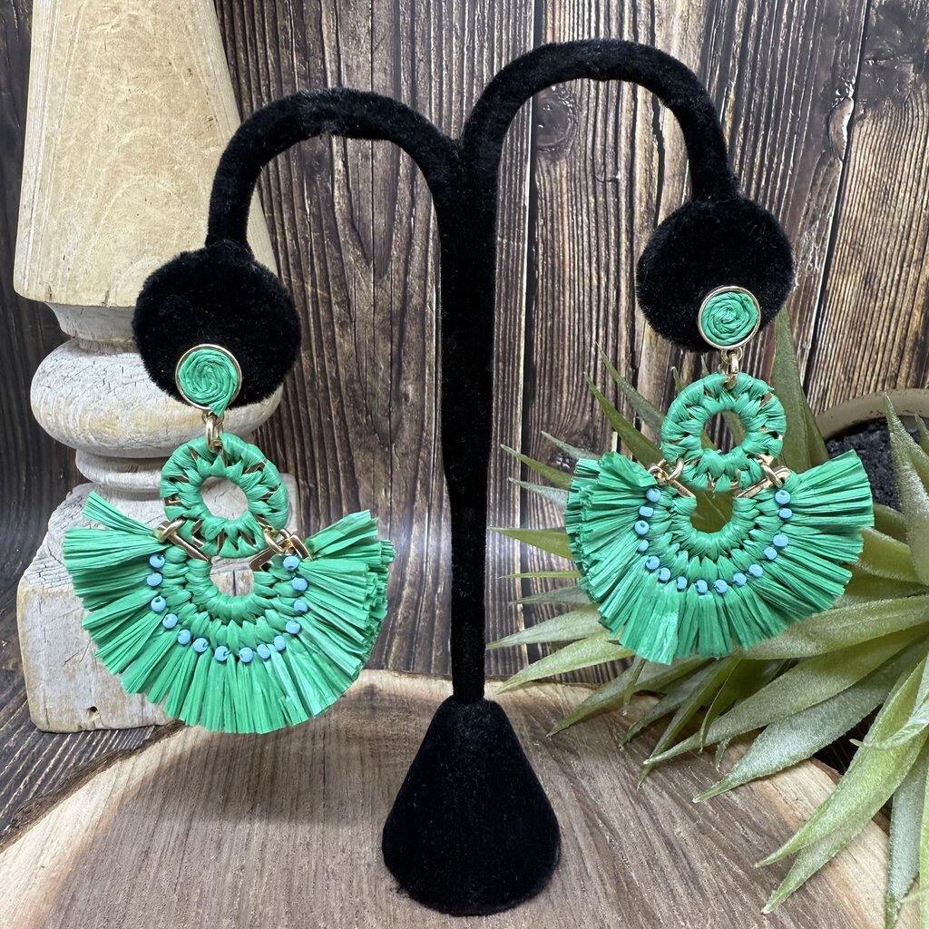 J Crew Raffia Fan Earrings