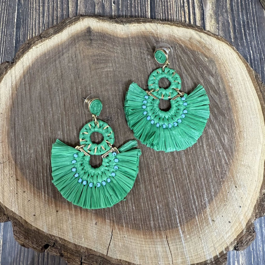 J Crew Raffia Fan Earrings