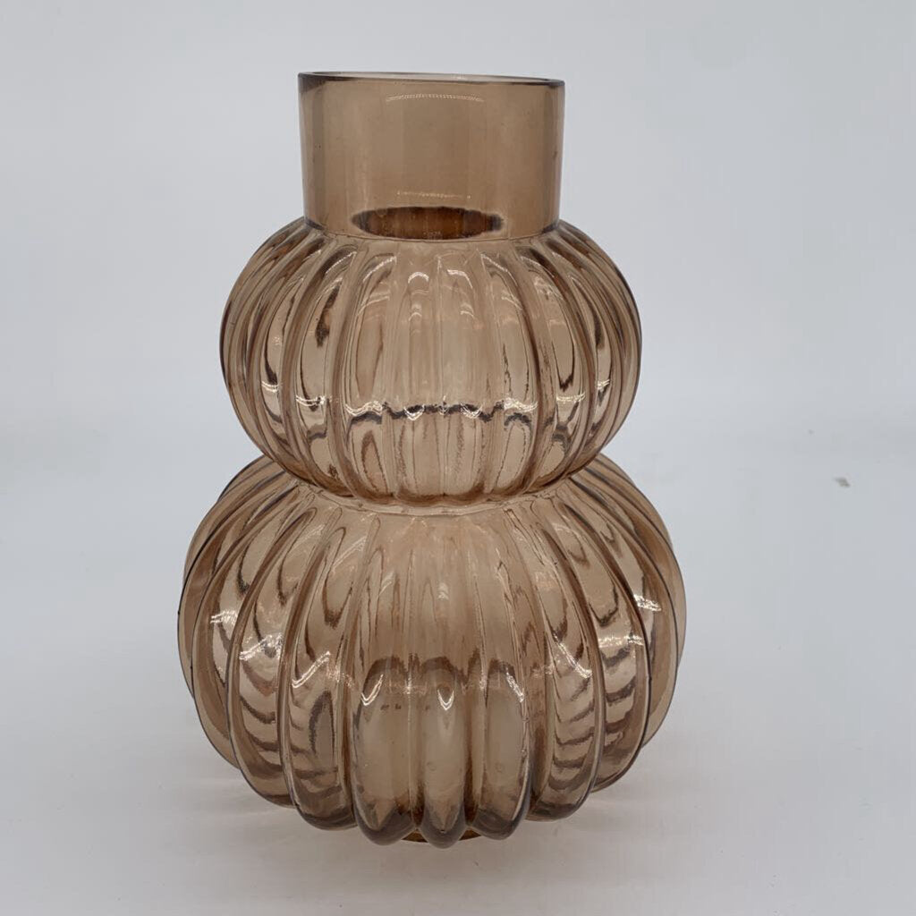 Ridged Bulbous Glass Vase