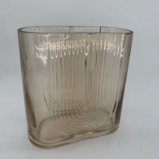 Ridged Oblong Glass Vase