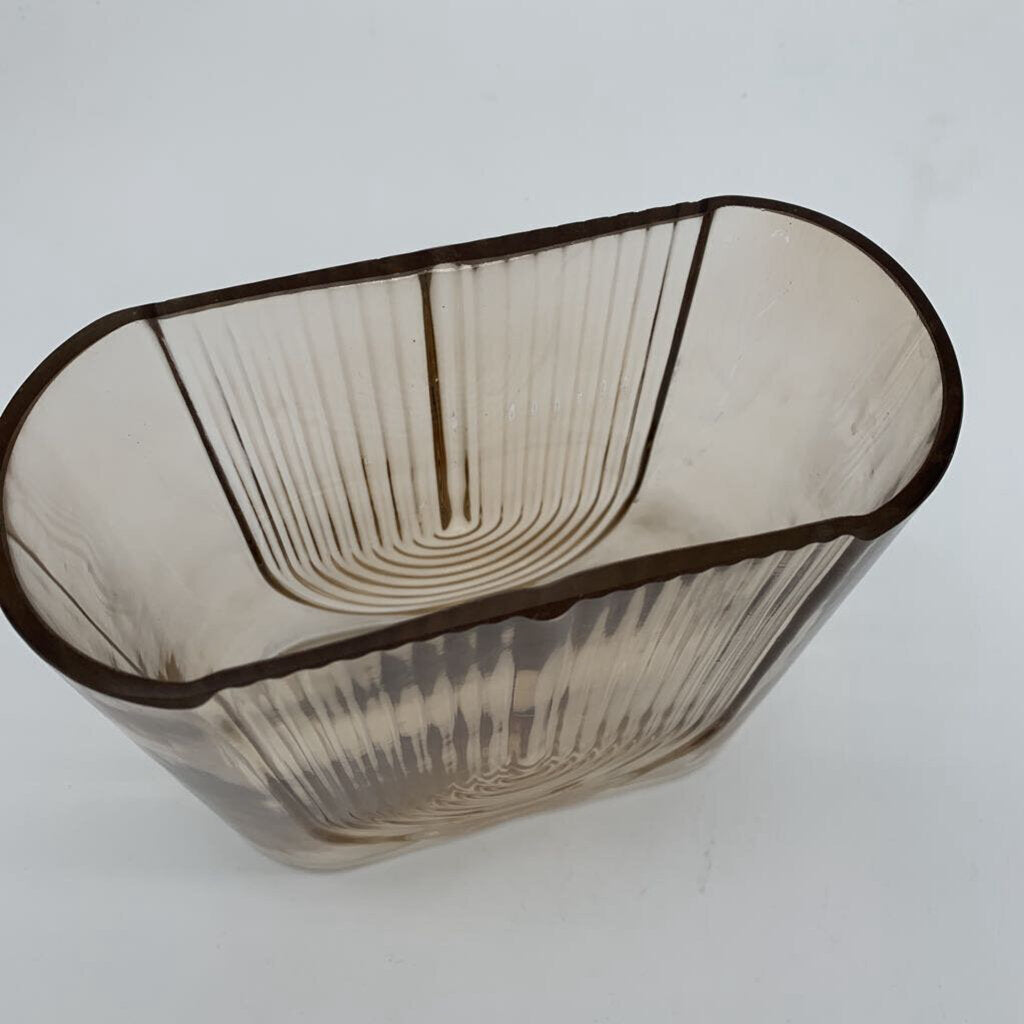 Ridged Oblong Glass Vase