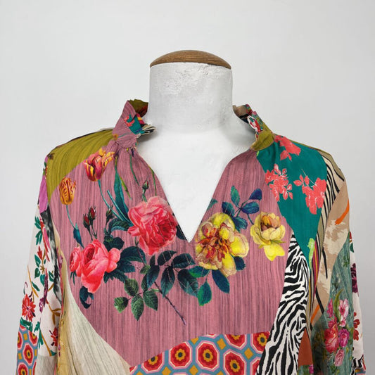 Tolani L/s Floral Silk Tunic