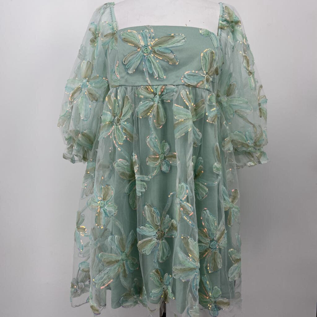 Fab rik Sheer Floral Mini Dress