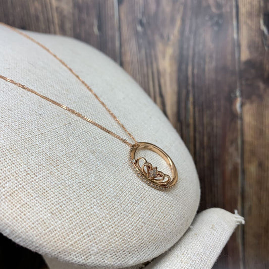 Emmy 10k RG Diamond Crown Necklace