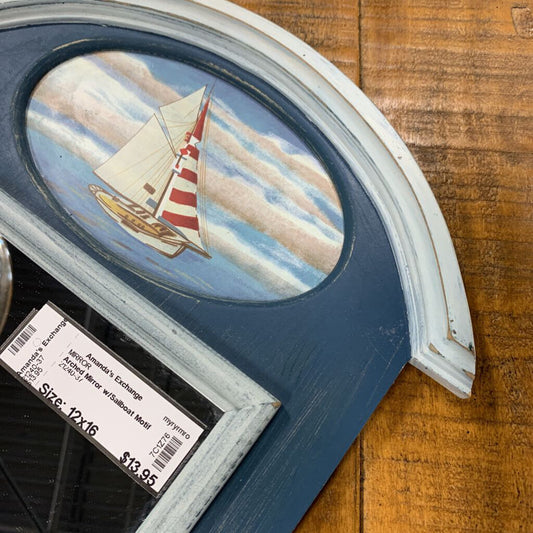 Arched Mirror w/Sailboat Motif